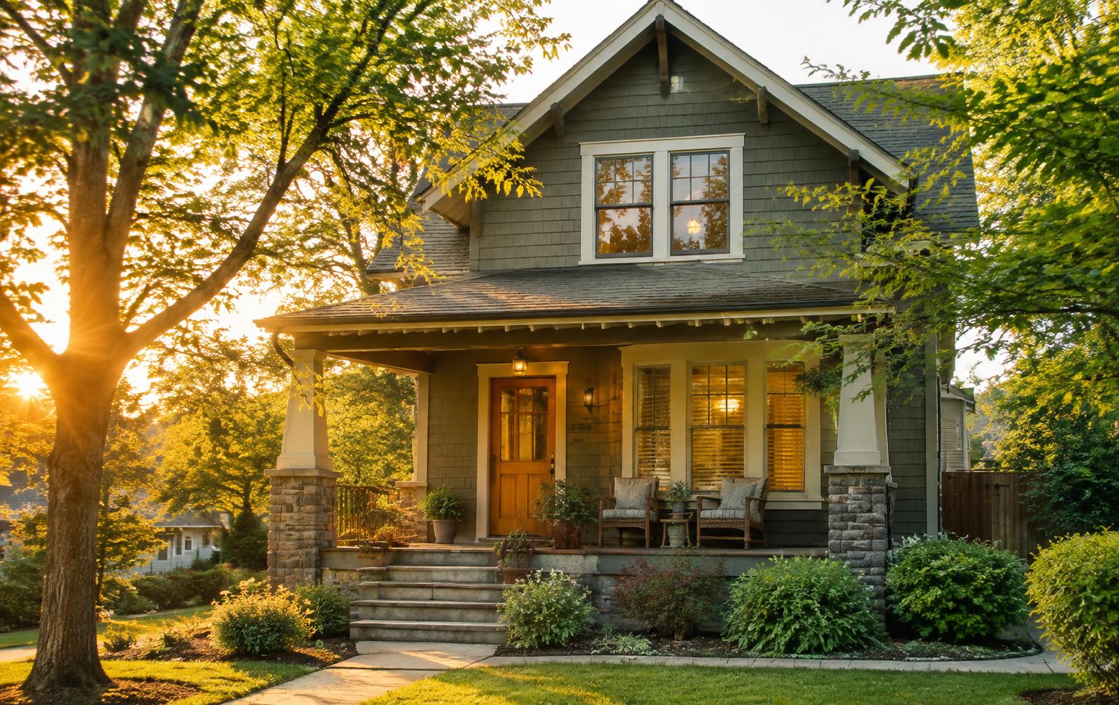 Stepping Stone Living home at sunset